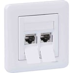 Exxact komplett datauttag plant med ram 2x Kat 6A STP Vit