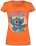 Disney Lilo And Stit - Here For The Music Womens Orange Fitted T-Shir - K777z