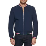 Tommy Hilfiger Men's Lightweight Varsity Rib Knit Bomber Shell Jacket, Midnight Soft Shell, XXL UK