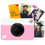 Kodak Printomatic digital instant print camera - full color prints on ZINK 2 x 3 inch photo paper with sticky back (pink) print memory instantly (USB not included)