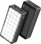 Solar Power Bank 30000mAh Portable Charger Battery Pack with 32 LEDs Flashlight