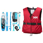 Bluefin Cruise SUP Package UK Design | Stand Up Inflatable Paddle Board | 6” Thick | Fibreglass Paddle | Kayak Conversion Kit & Helly Hansen Sport II Buoyancy Aid Unisex Red/Ebony 70/90