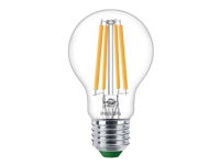 Philips - LED-glödlampa med filament - form: A60 - klar finish - E27 - 4 W (motsvarande 60 W) - klass A - varmt vitt ljus - 2700 K - transparent