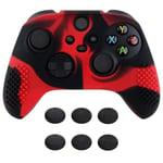 PlayVital Housse en Silicone pour Xbox Series X S,Coque de Protection avec Capuchons Joysticks pour Xbox Series S X-Rouge&Noir