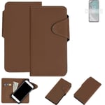 Protective cover for Nokia C32 flip case faux leather brown mobile phone case wa