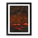 Clouds On Fire Painting Modern Framed Wall Art Print, Ready to Hang Picture for Living Room Bedroom Home Office Décor, Black A4 (34 x 25 cm)