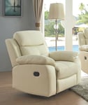 Cream High Grade Leather Armchair Reclining Recliner Chair CHICAGO