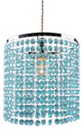 JING Acrylic Ceiling Pendant Light Shade, Elegant Ceiling Chandelier Lampshade,Polish Chrome Frame with Blue Acrylic Jewel Droplets,Non Electric Pendant Light Shade,Easy to Fit-LH04-Blue