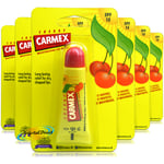 6x Carmex Cherry Moisturising Lip Balm Tube SPF15 Dry Chapped Cracked Lips 10g