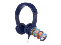 Onanoff BuddyPhones Explore+ - Hörlurar med mikrofon - på örat - kabelansluten - 3,5 mm kontakt - deep blue