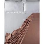 LENZUOLISSIMI - Drap de lit Queen Size en Satin de Coton satiné 300 Fils/cm² 240 x 290 cm, fabriqué en Italie - Pêche