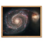Hubble Space Telescope Image Whirlpool Galaxy M51 Companion Swirling Structures Dust Clouds Gas Spiral Staircases Pink Blue Star Birth Regions Art Pri