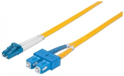 Intellinet Fiber Optic Patch Cable, OS2, LC/SC, 10m, Yellow, Duplex, Single-Mode, 9/125 µm, LSZH, Fibre, Lifetime Warranty, Polybag