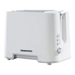 Daewoo SDA1651GE ' Plastic Chrome Electronic Browning Control and Cancel, Defrost & Reheat Functions, Auto Pop-Up and Easy Clean Slide Out Crumb Tray, 730-870W Power, White 2 Slice Toaster