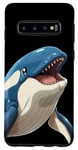 Coque pour Galaxy S10 Mignon anime bleu orque souriant animal de l'océan gardien de zoo art