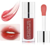 Rose Tinted Lip Glow Oil,Plumping Lip Gloss Clear Jelly Moisturizing Lip Glow Oi