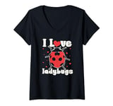 Womens I Love Ladybugs I love my bug biologist insects lovers V-Neck T-Shirt
