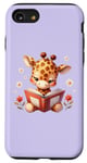 Coque pour iPhone SE (2020) / 7 / 8 Girafe violette lisant un livre sur le thème de la forêt enchantée