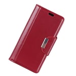 Mipcase Flip Phone Case with Magnetic Buckle, Leather Phone Cover with Card Slots and Wallet, Shockproof Kickstand Phone Shell for Xiaomi Redmi 6 PRO (Dark Red)