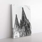 Big Box Art Cologne Cathedral Germany in Abstract Canvas Wall Art Print Ready to Hang Picture, 76 x 50 cm (30 x 20 Inch), White, Black, Grey, Black