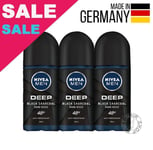 Nivea Men Deep Dark Wood Roll-On Deodorant Antibacterial 3 x 50ml 1.69 oz