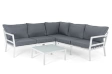 Selected Exclusive Göteborg sofagruppe Hvit med grå pute 2 st 2-seter ende, hjørne & bord 68x68 cm