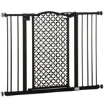Black Steel 200mm Baby Safety Gate Stair Pet Pressure Fit Double Locking