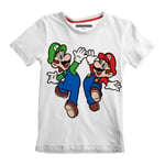 Børne Kortærmet T-shirt Super Mario Mario and Luigi Hvid 5-6 år