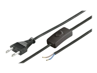 Wentronic Goobay Euro-kabel för montering med strömbrytare, 1,5 m, Svart, Svart - Euro-kontakt (typ C, CEE 7/16) &gt lösa kabeländar (51350)