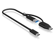 RaidSonic Cable ICY Box USB-C to USB-A + USB-C 0,35m Black
