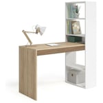 Lúzete - bureau avec étagère réversible saltholmen - Chêne/blanc