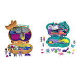 Polly Pocket Otter Aquarium Compact, 2 Micro Dolls & Corgi Cuddles Compact with Pet Hotel Theme, Micro Polly & Shani Dolls, 2 Dog Figures, Surprise Reveals, Gift for Ages 4Y+, GTN13