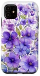 Coque pour iPhone 11 Aquarelle Purple Blossoms Floral avec fleurs violettes