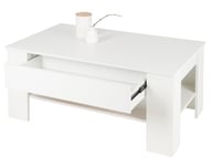 ML Design soffbord med 1 låda och hyllplan, 110 × 65 × 48 cm, spånskiva, vit,