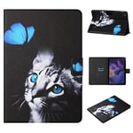 CASAFUNY Coque pour Lenovo Tab M10 Plus 3rd Gen 2022 Étui Housse de Protection en Cuir PU avec Support Fonction Flip Case pour Lenovo Tab M10 Plus 3rd Gen 10,6'' TB-125FU/128FU, Bleu Chat Papillon