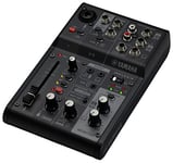 Yamaha AG03MK2 Table de mixage en direct 3 canaux avec interface audio USB - Pour Windows, Mac, iOS et Android - Noir