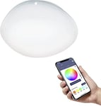 EGLO connect.z Plafonnier LED connecté Sileras-Z, lampe de plafond ZigBee, luminaire ciel étoilé contrôlable par appli et commande vocale, blanc chaud - froid, RGB, dimmable, Ø 60 cm