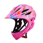 DUDUCHUN Kids Helmet,Full Face Bicycle Helmet Adjustable Detachable Helmet with Rear Light and 16-Hole Breathable Helmet,for 5-14 Years Teens Helmet Sports Gear,C,43~54cm
