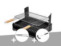 Barbecue charbon - Grilloir à poser Somagic + Pince en inox + Brosse En T