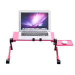Adjustable Laptop Stand Foldable Laptop Desk PC Computer Bed Table, with 2 Cooling Fan and Mouse Tray, 360 ° Rotatable Feet(rouge)