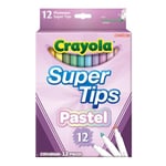 CRAYOLA Pastel SuperTips Washable Markers - Assorted Colours (Pack of 12), Premium Felt Tip Pens That Can Easily Wash Off Skin & Clothing, Ideal for Kids Aged 3+