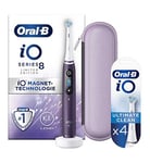 Oral-B iO8 Electric Toothbrush Violet + iO Ultimate Clean White Replacement Electric Toothbrush Heads 4 Pack Bundle