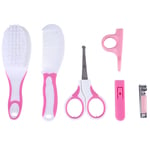 (Pink)2 Colors 6Pcs Baby Comb Manicure Care Kit Baby Hair Brush Comb Baby Nail