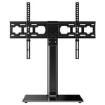 ATUMTEK Universal Table Top Pedestal TV Stand with Bracket for 37-65 Inch LCD/LED/Plasma TVs, Height Adjustable Television Stand with Tempered Glass Base - Max VESA 600x400mm, Holds Up to 40kg