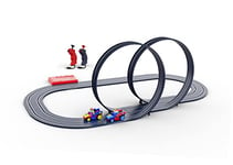 Ninco - Superthings Double Looper | 1/50 Scale Slot Circuit and 126" Stroke | Includes Two Speed Jumper Vehicles, with 2 Hellmut Speed and Wheelzag Characters | Ages 3+ (91018)