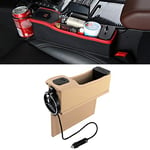 Automotive storage box LGMIN DERANFU Multi-function Car Main Driving Position Dual USB Charging Digital Display Storage Box Crevice Water Cup Holder (Black) products (Color : Beige)