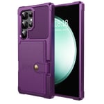 Samsung Galaxy S24 Ultra Elegant Plånboksfodral Läder med Fäste Lila