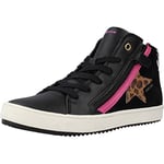 Geox Girl's J Kalispera Girl Sneakers, Black Fuchsia, 10 UK