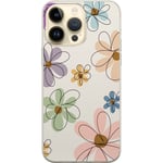 Apple iPhone 14 Pro Max Transparent Mobilskal Tecknade Blommor