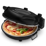 ZEEGMA PIZZA CHEF Four à pizza électrique, four 1200 W 400°C, plaque céramique 30 cm, minuterie, contrôle de la température, couteau à pizza Pizza parfaite en 3-5 minutes